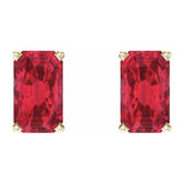 14K Yellow Lab-Grown Ruby Earrings